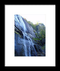 Cascading Waterfall on Rocky Cliffside - Framed Print