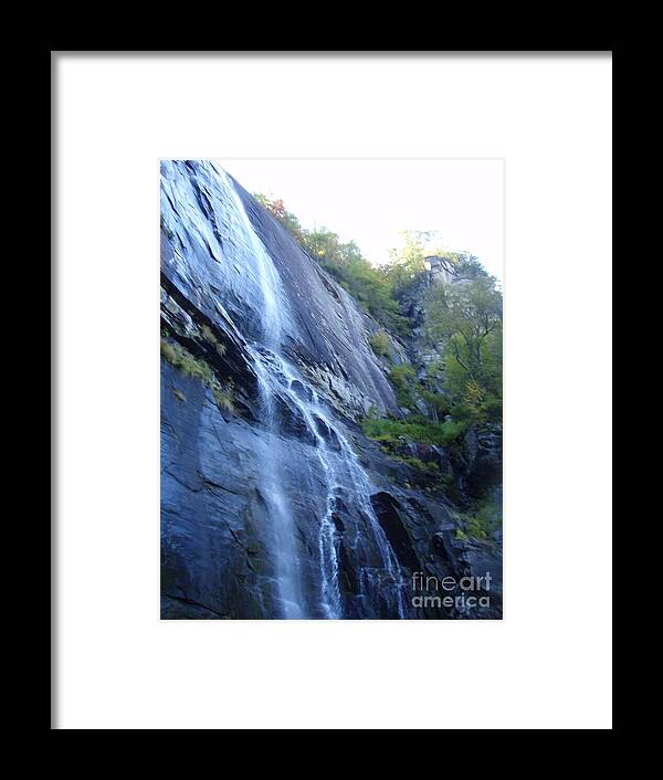Cascading Waterfall on Rocky Cliffside - Framed Print