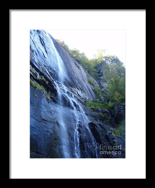 Cascading Waterfall on Rocky Cliffside - Framed Print
