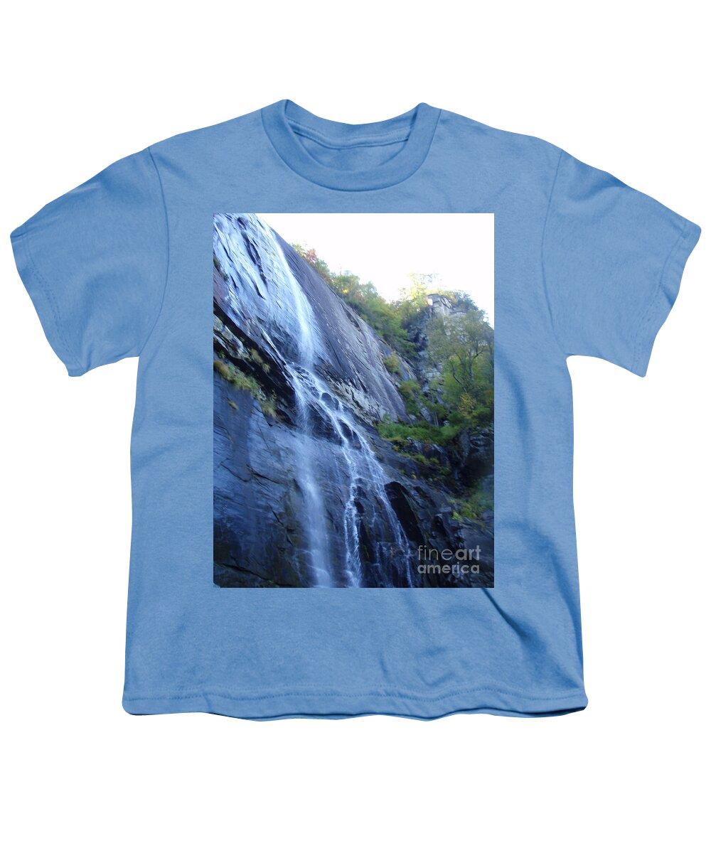 Cascading Waterfall on Rocky Cliffside - Youth T-Shirt