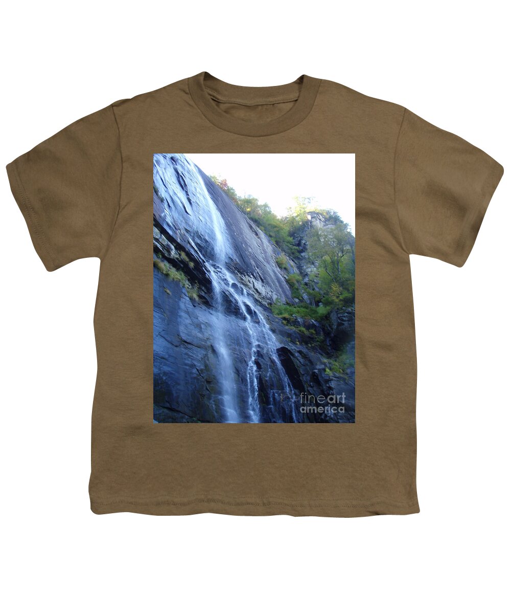 Cascading Waterfall on Rocky Cliffside - Youth T-Shirt
