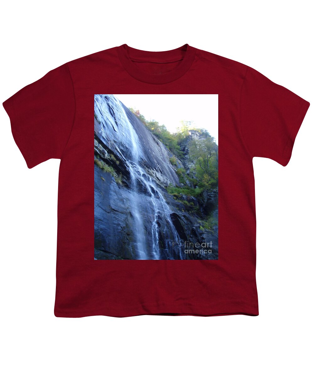Cascading Waterfall on Rocky Cliffside - Youth T-Shirt