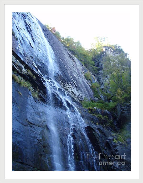 Cascading Waterfall on Rocky Cliffside - Framed Print