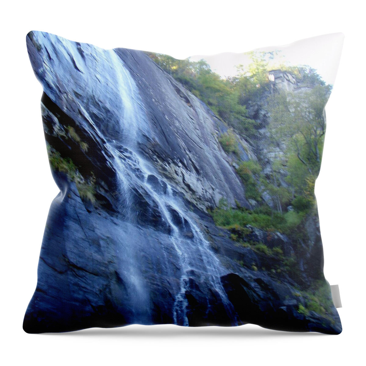 Cascading Waterfall on Rocky Cliffside - Throw Pillow