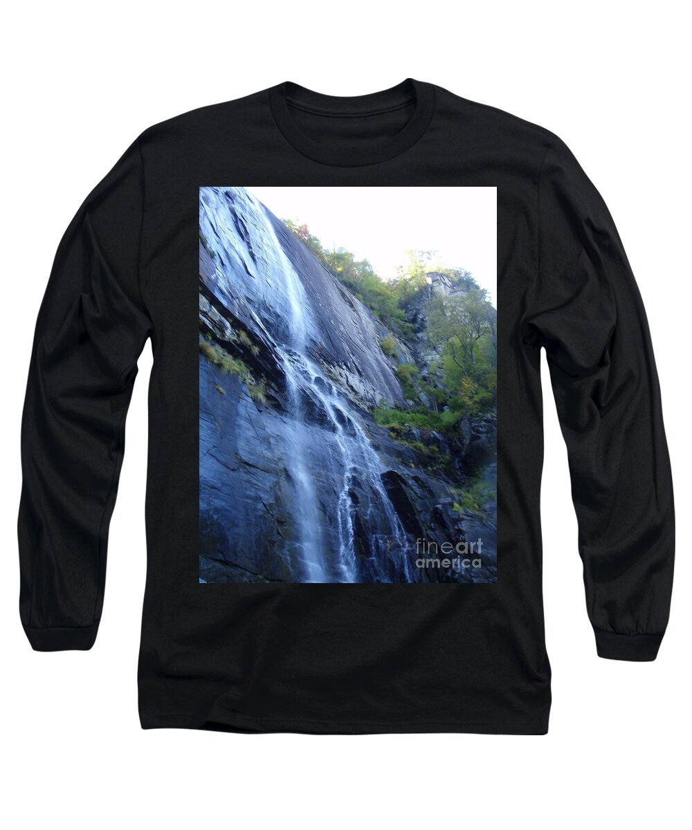 Cascading Waterfall on Rocky Cliffside - Long Sleeve T-Shirt
