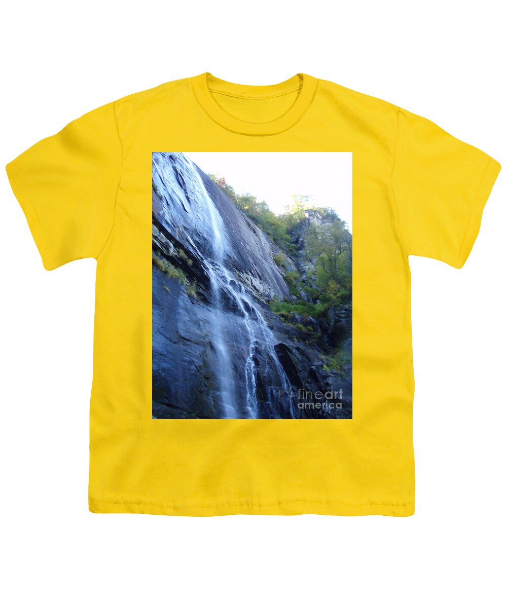 Cascading Waterfall on Rocky Cliffside - Youth T-Shirt