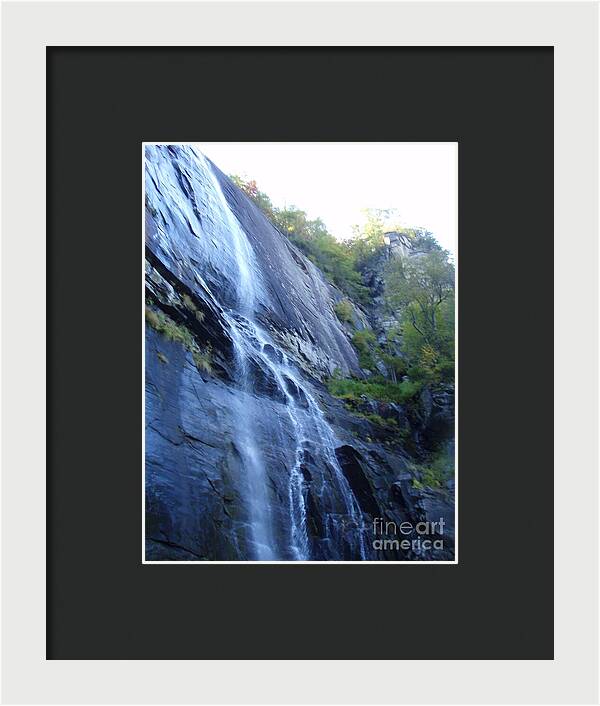 Cascading Waterfall on Rocky Cliffside - Framed Print