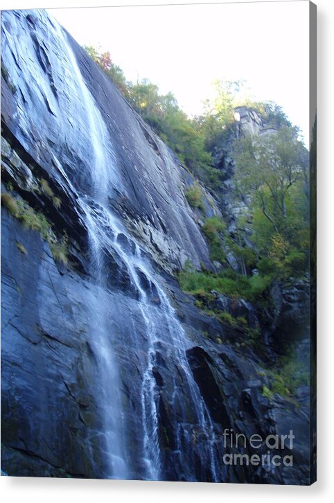 Cascading Waterfall on Rocky Cliffside - Acrylic Print