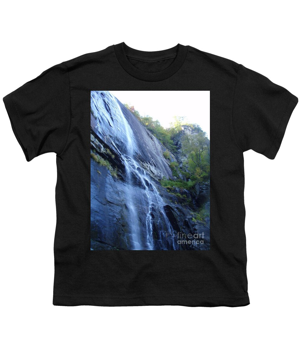 Cascading Waterfall on Rocky Cliffside - Youth T-Shirt
