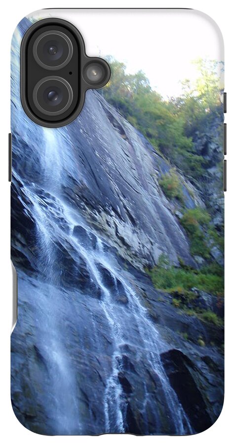 Cascading Waterfall on Rocky Cliffside - Phone Case