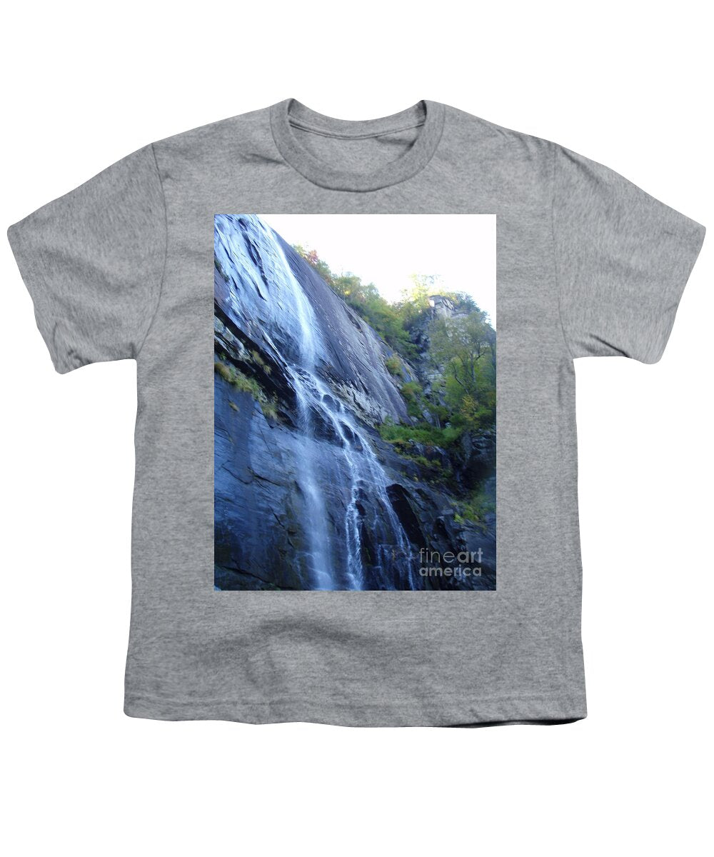 Cascading Waterfall on Rocky Cliffside - Youth T-Shirt