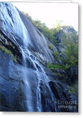 Cascading Waterfall on Rocky Cliffside - Greeting Card
