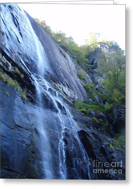 Cascading Waterfall on Rocky Cliffside - Greeting Card