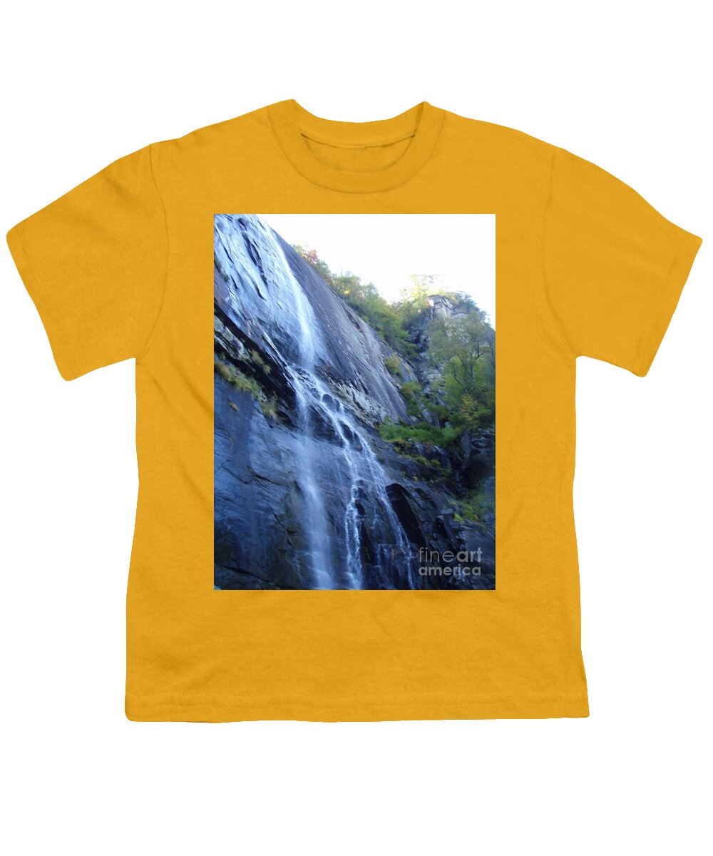 Cascading Waterfall on Rocky Cliffside - Youth T-Shirt