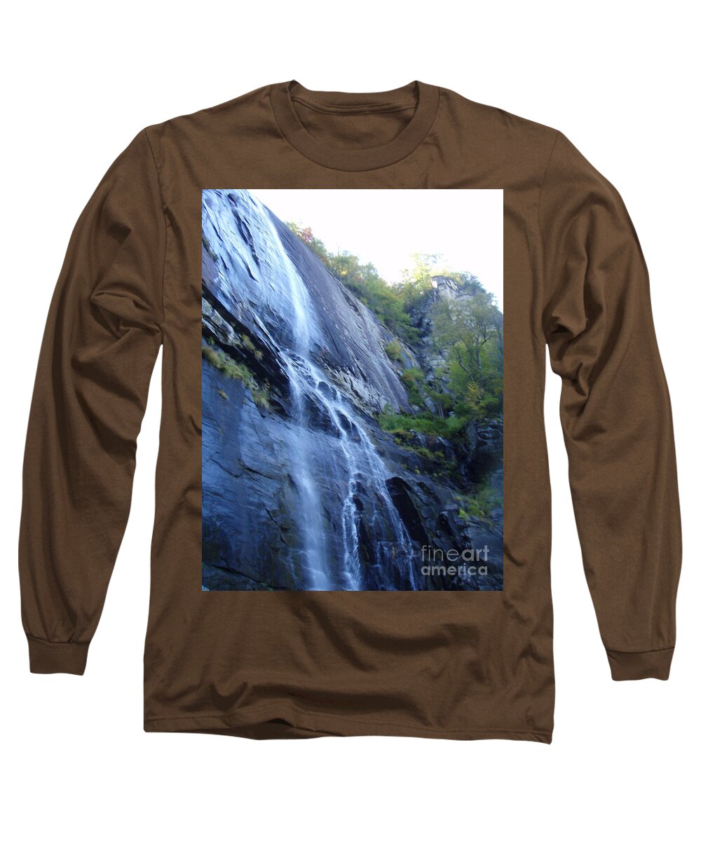Cascading Waterfall on Rocky Cliffside - Long Sleeve T-Shirt