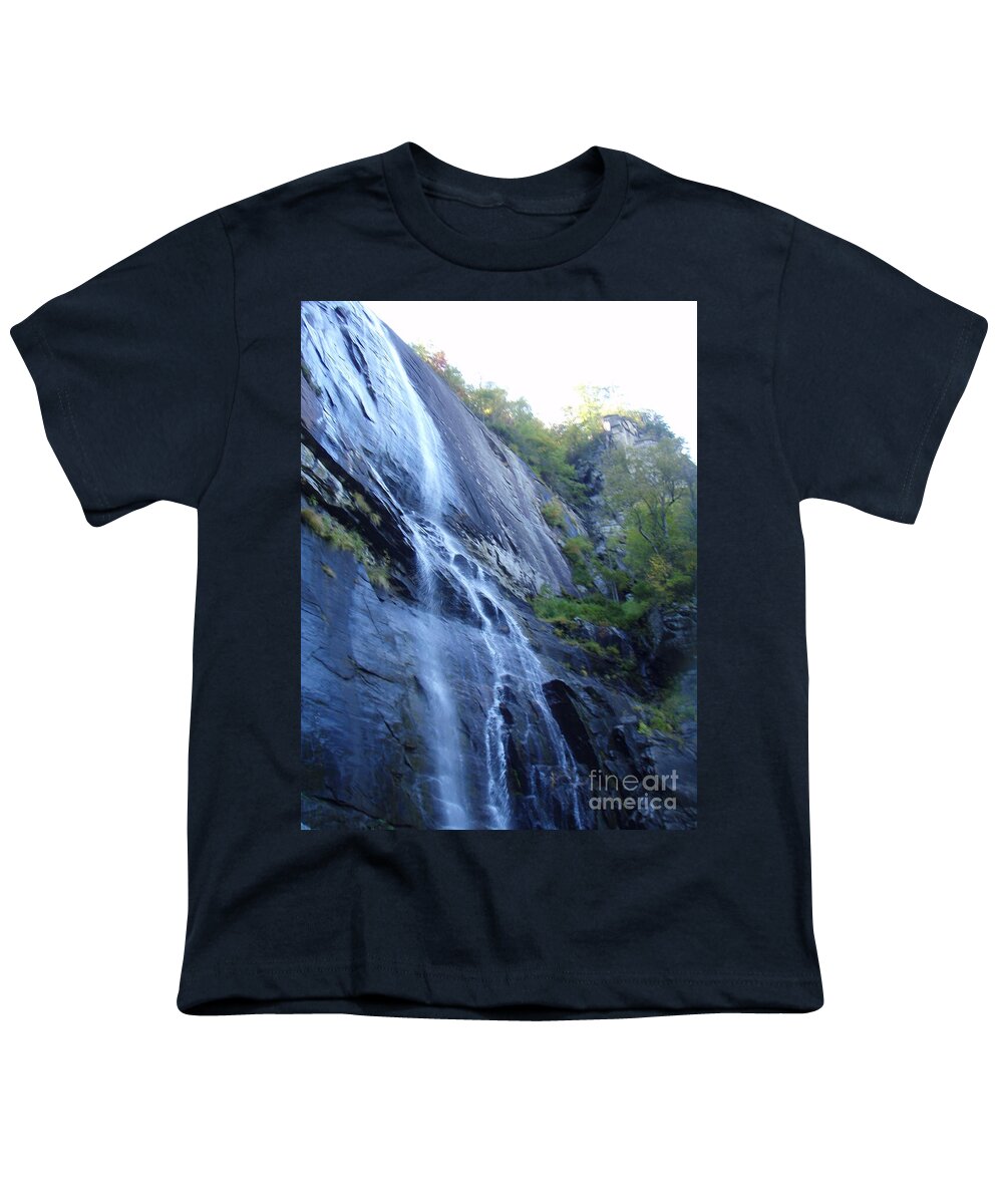 Cascading Waterfall on Rocky Cliffside - Youth T-Shirt