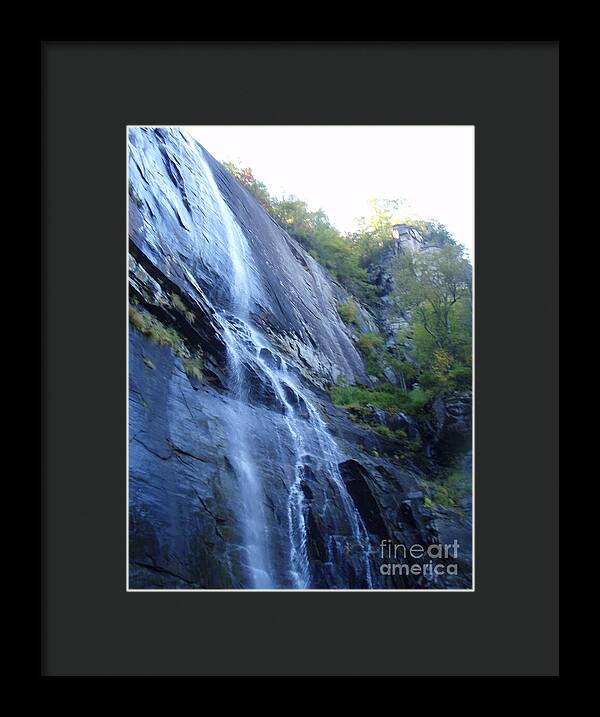 Cascading Waterfall on Rocky Cliffside - Framed Print