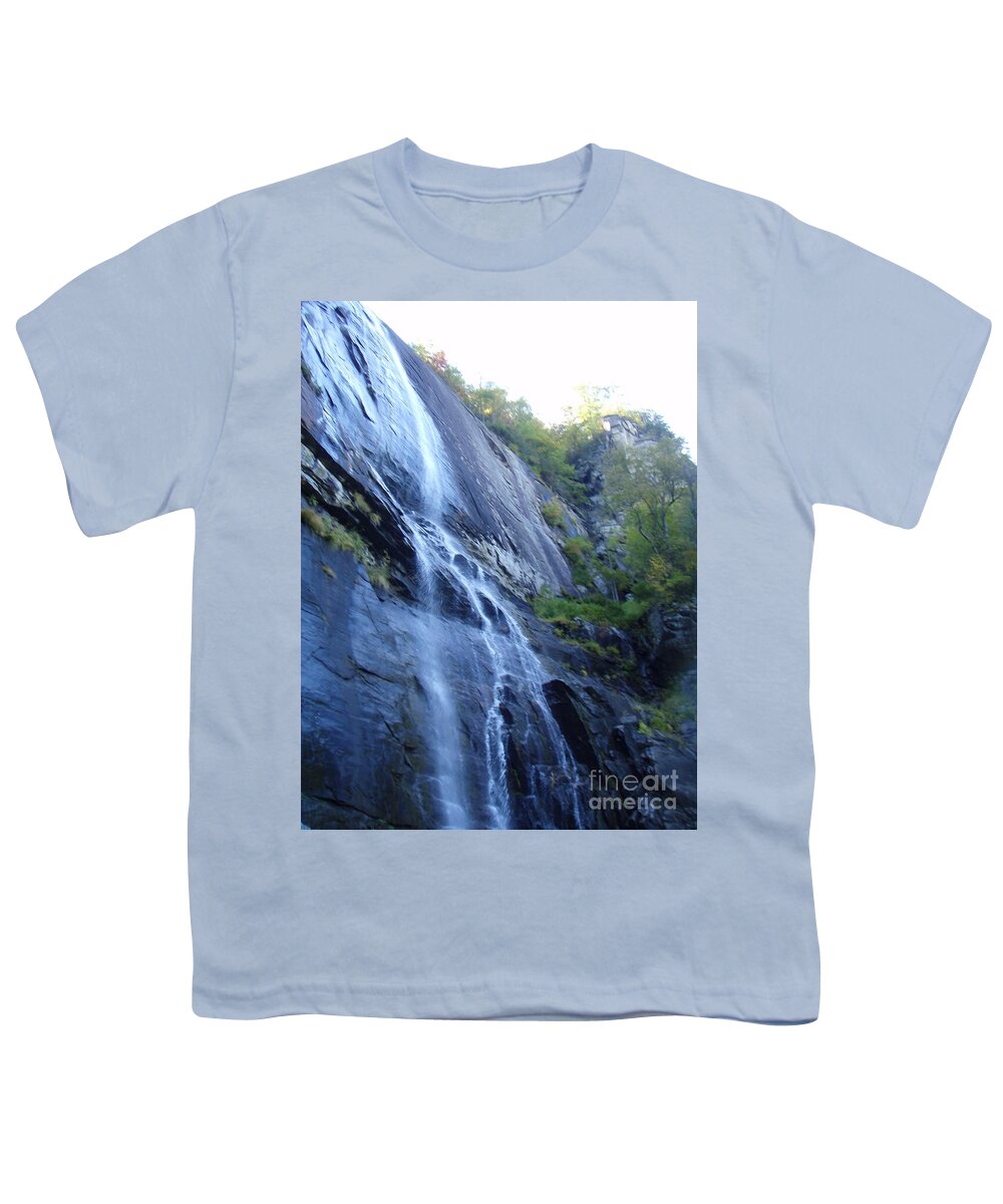 Cascading Waterfall on Rocky Cliffside - Youth T-Shirt