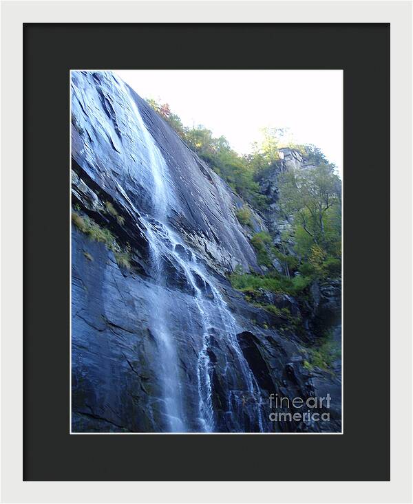 Cascading Waterfall on Rocky Cliffside - Framed Print