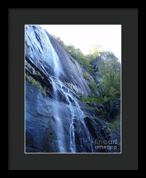 Cascading Waterfall on Rocky Cliffside - Framed Print