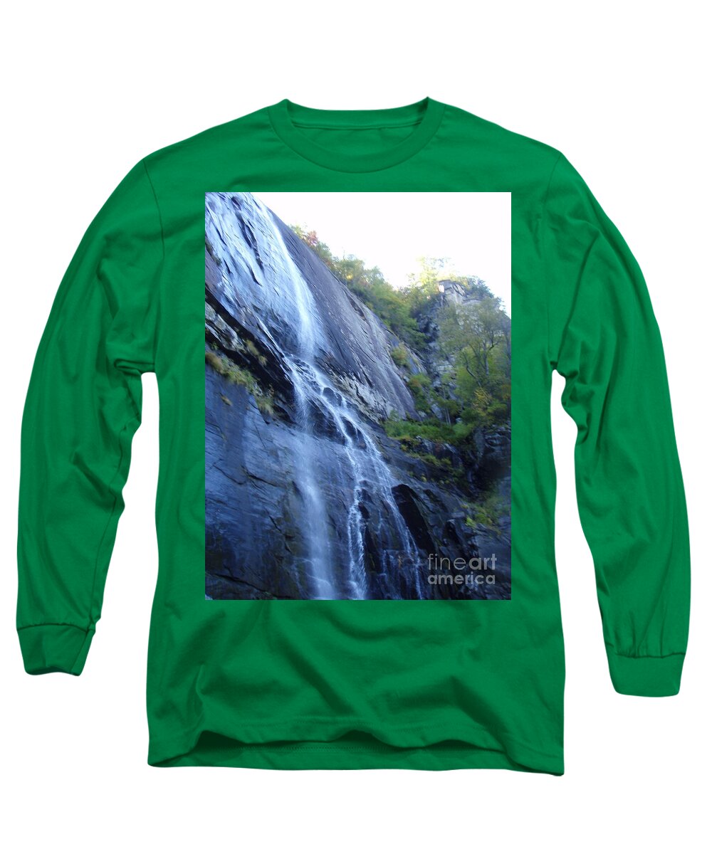 Cascading Waterfall on Rocky Cliffside - Long Sleeve T-Shirt