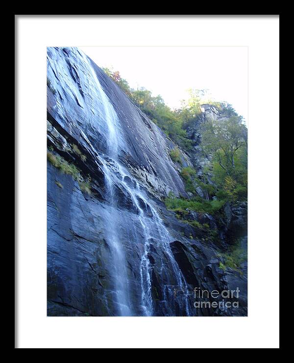 Cascading Waterfall on Rocky Cliffside - Framed Print