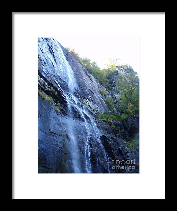Cascading Waterfall on Rocky Cliffside - Framed Print