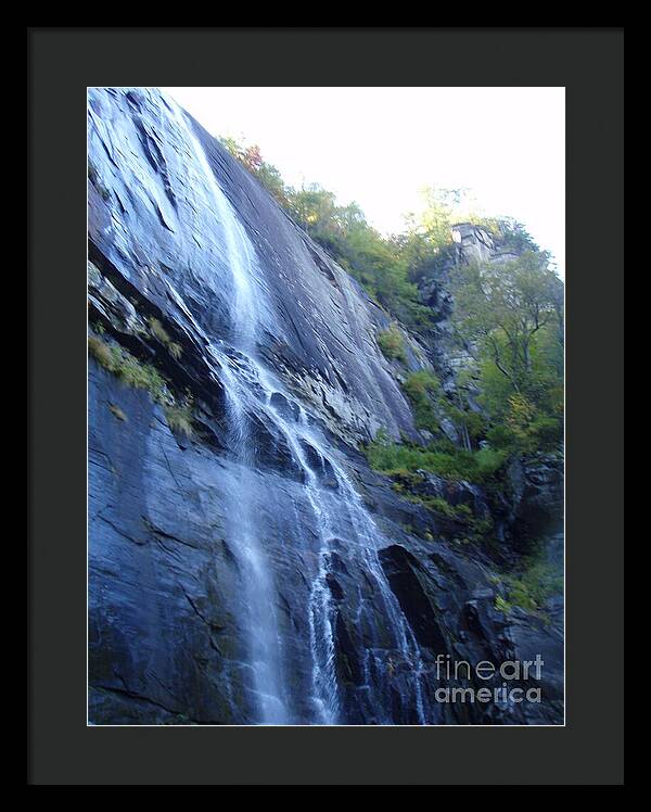 Cascading Waterfall on Rocky Cliffside - Framed Print