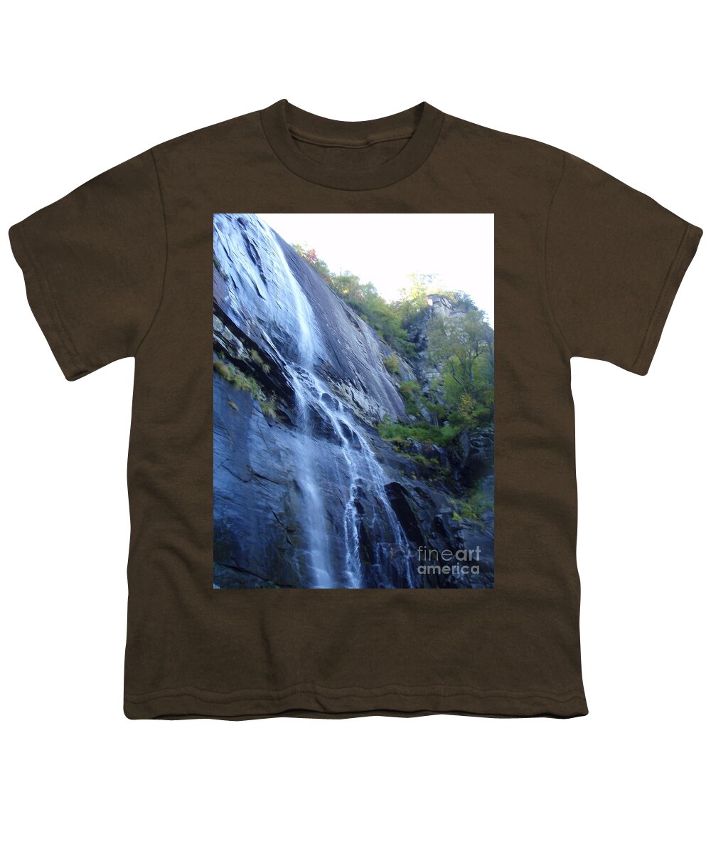 Cascading Waterfall on Rocky Cliffside - Youth T-Shirt
