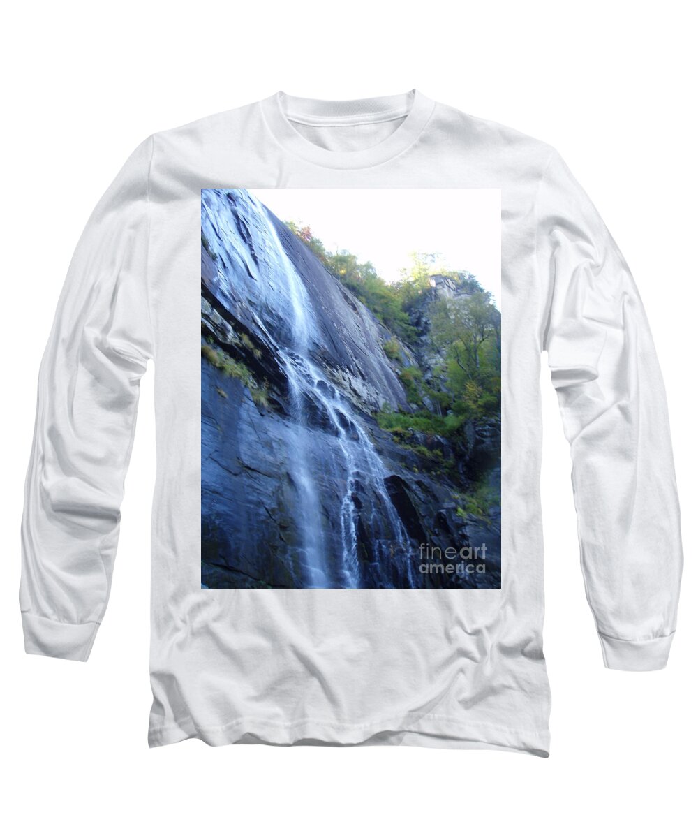 Cascading Waterfall on Rocky Cliffside - Long Sleeve T-Shirt