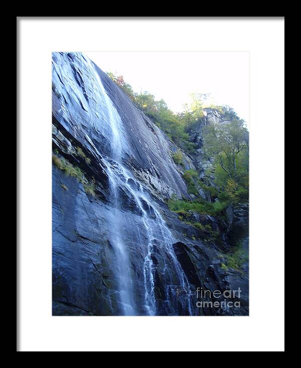 Cascading Waterfall on Rocky Cliffside - Framed Print