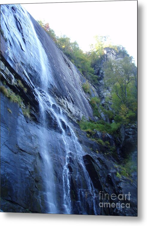 Cascading Waterfall on Rocky Cliffside - Metal Print