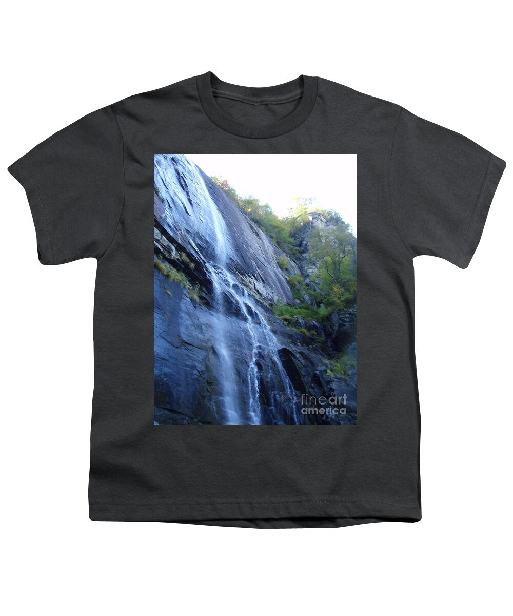 Cascading Waterfall on Rocky Cliffside - Youth T-Shirt