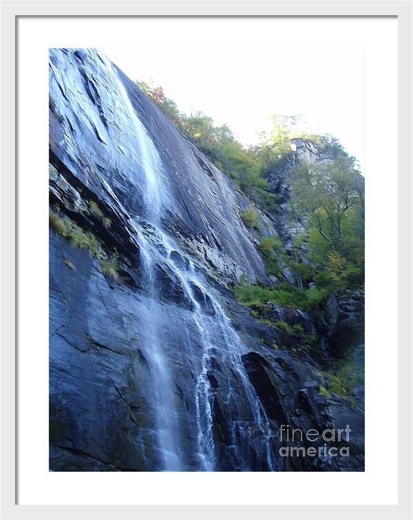 Cascading Waterfall on Rocky Cliffside - Framed Print