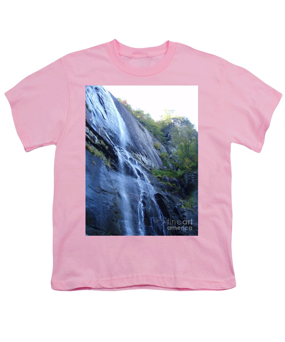 Cascading Waterfall on Rocky Cliffside - Youth T-Shirt