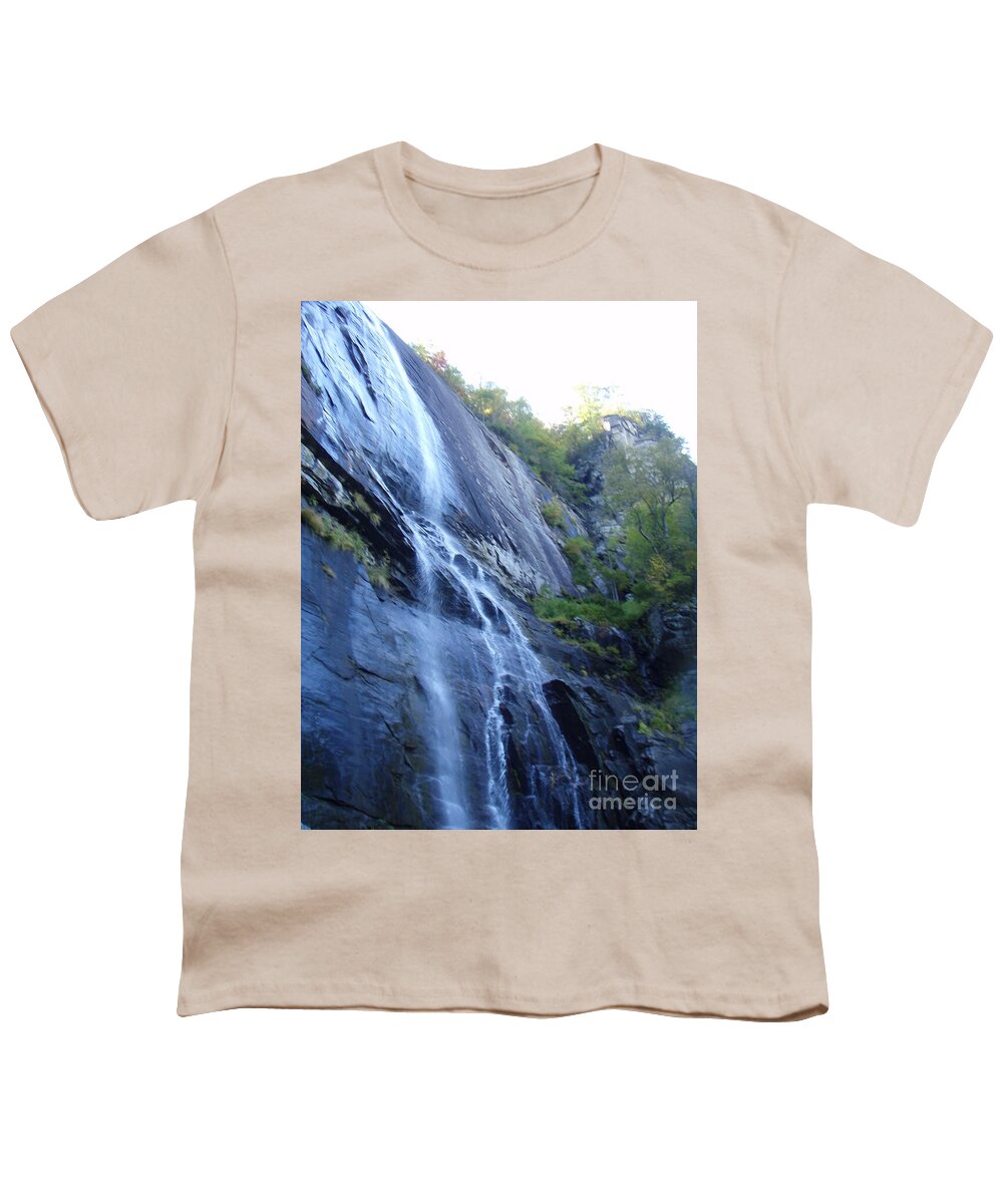Cascading Waterfall on Rocky Cliffside - Youth T-Shirt