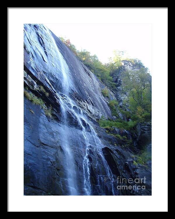 Cascading Waterfall on Rocky Cliffside - Framed Print