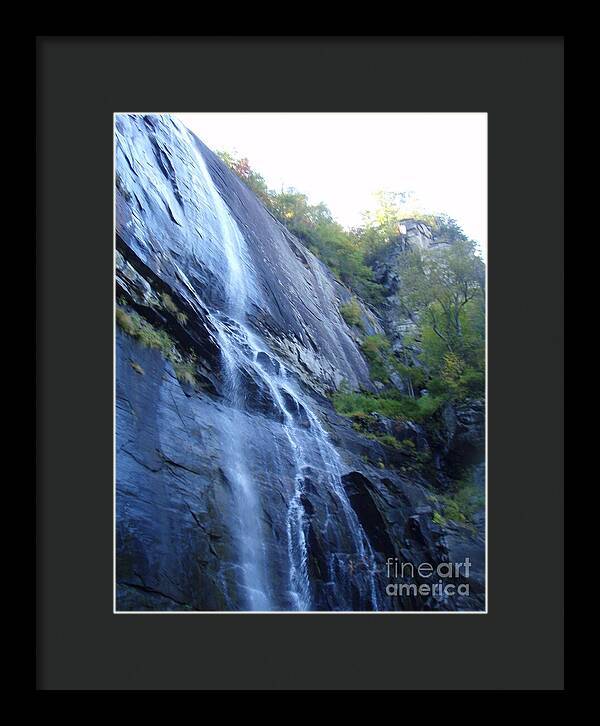 Cascading Waterfall on Rocky Cliffside - Framed Print