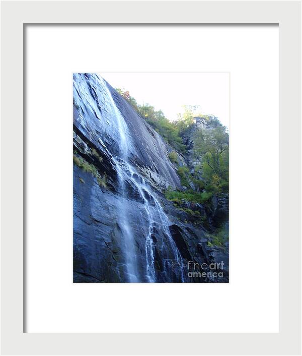 Cascading Waterfall on Rocky Cliffside - Framed Print