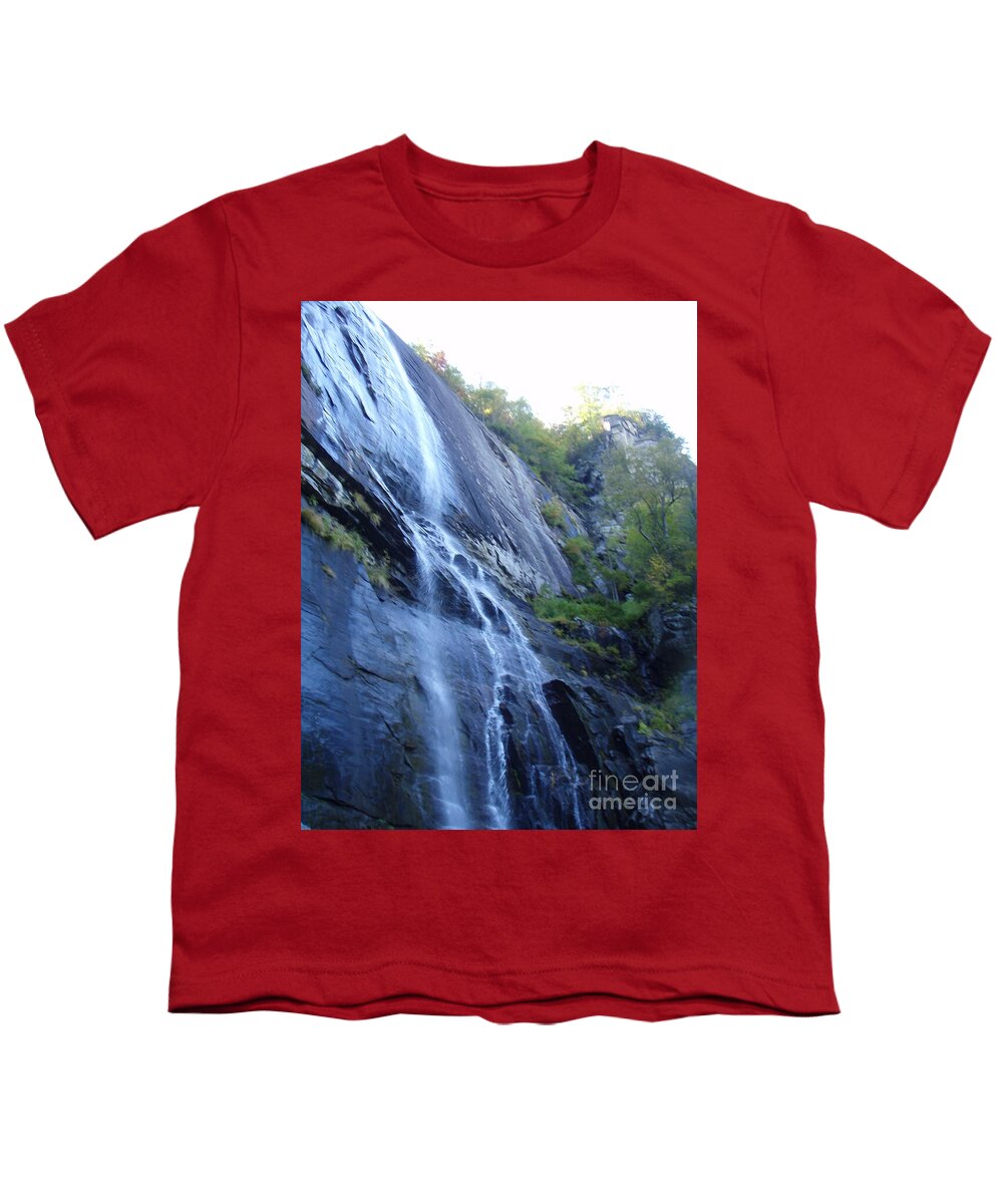 Cascading Waterfall on Rocky Cliffside - Youth T-Shirt