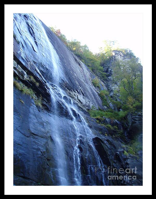 Cascading Waterfall on Rocky Cliffside - Framed Print