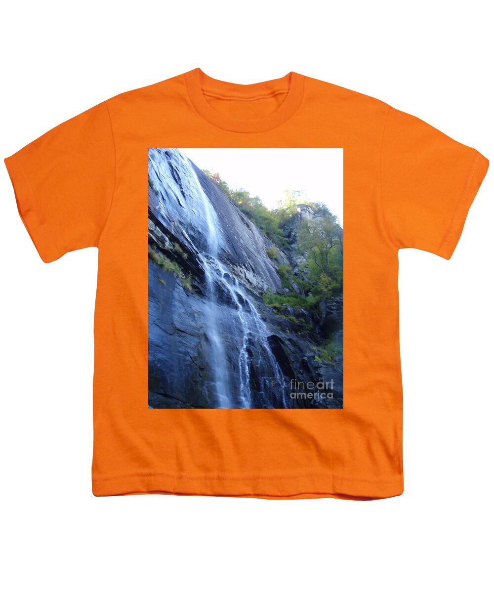 Cascading Waterfall on Rocky Cliffside - Youth T-Shirt