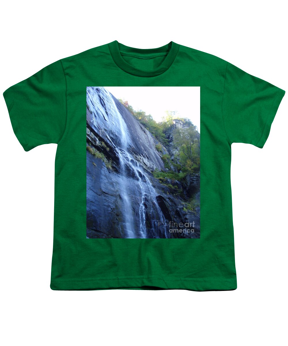Cascading Waterfall on Rocky Cliffside - Youth T-Shirt