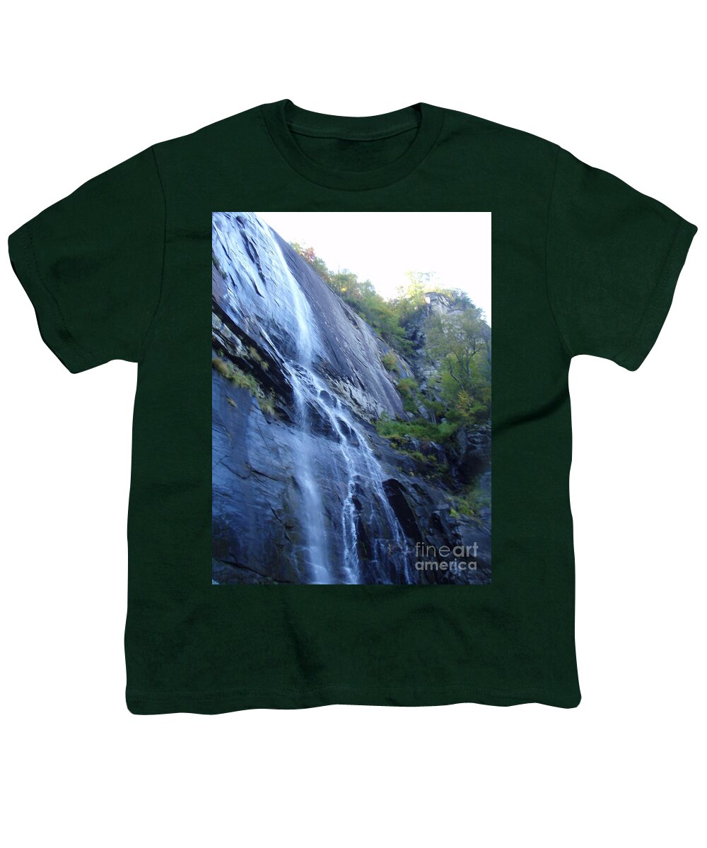 Cascading Waterfall on Rocky Cliffside - Youth T-Shirt