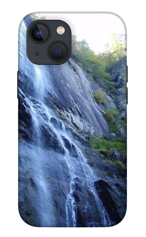 Cascading Waterfall on Rocky Cliffside - Phone Case