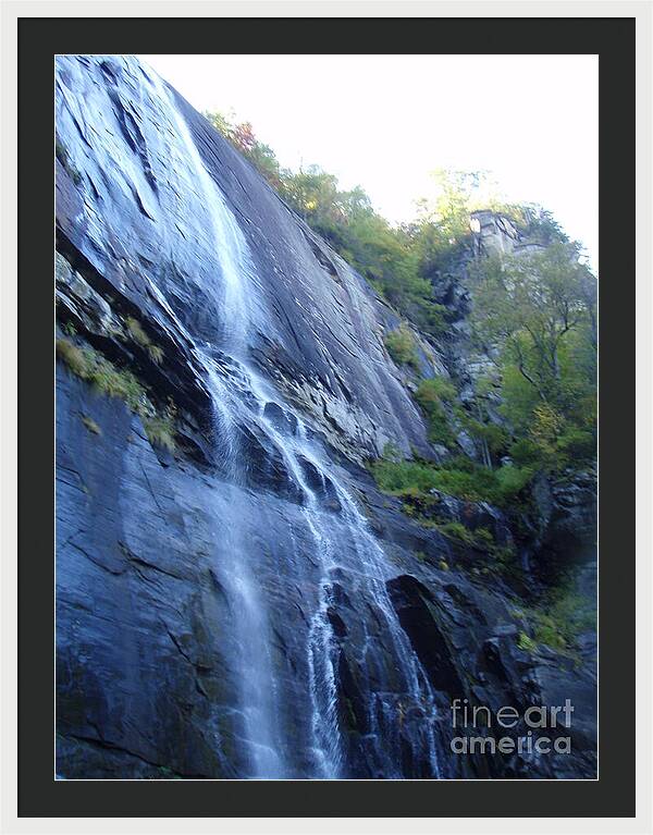 Cascading Waterfall on Rocky Cliffside - Framed Print