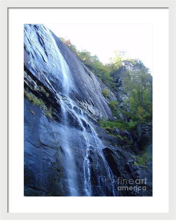 Cascading Waterfall on Rocky Cliffside - Framed Print