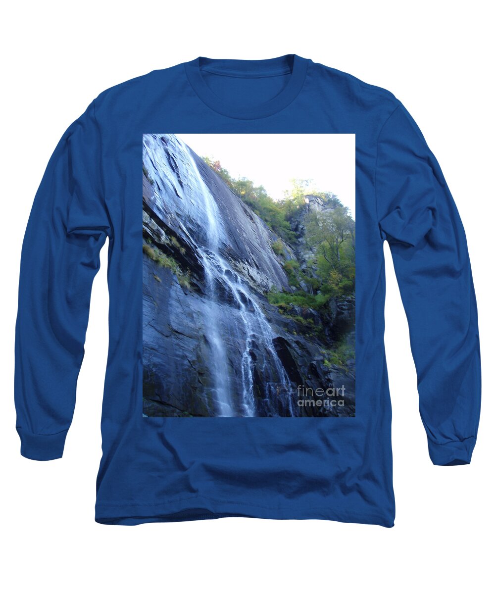 Cascading Waterfall on Rocky Cliffside - Long Sleeve T-Shirt
