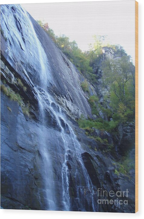 Cascading Waterfall on Rocky Cliffside - Wood Print