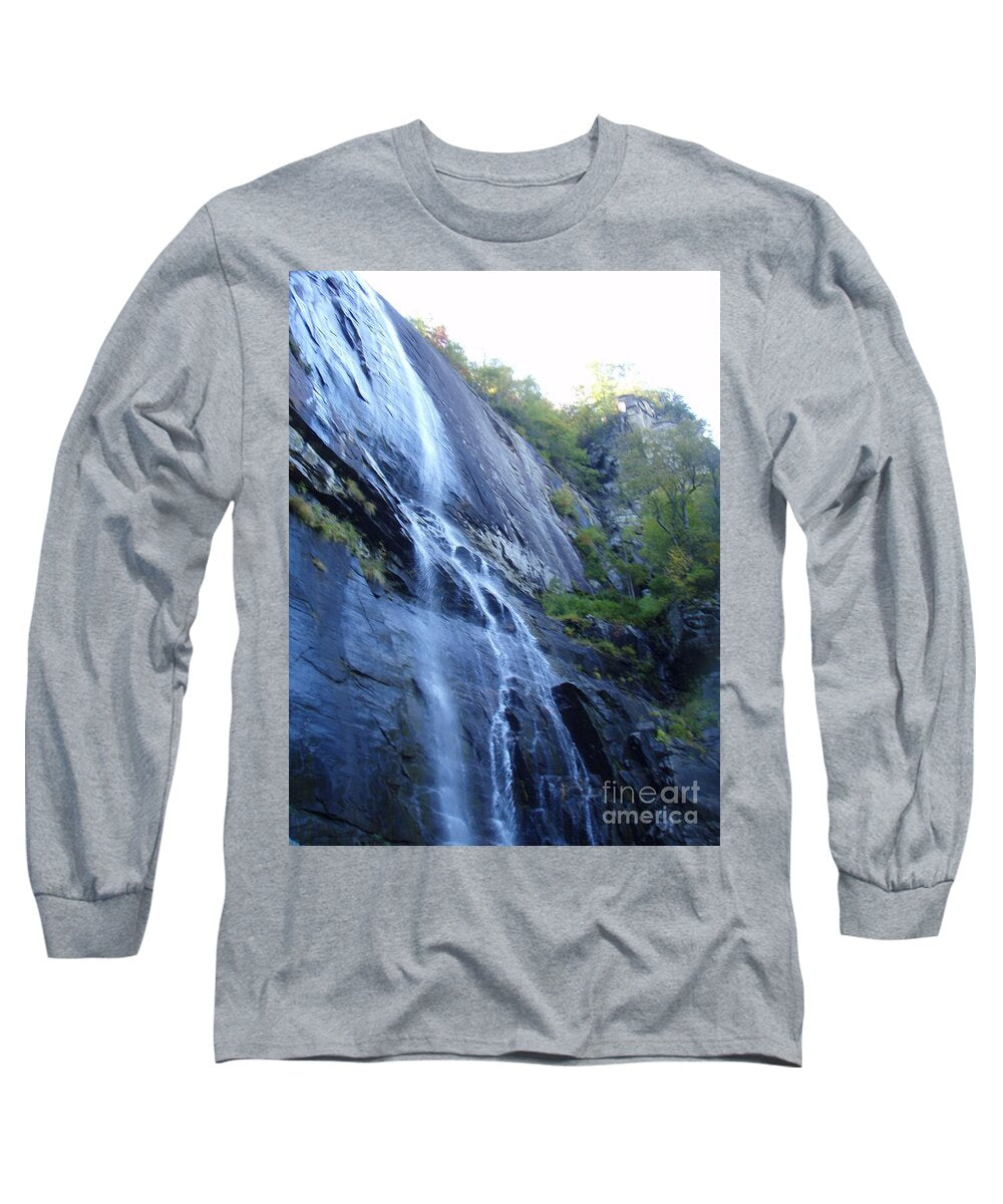 Cascading Waterfall on Rocky Cliffside - Long Sleeve T-Shirt
